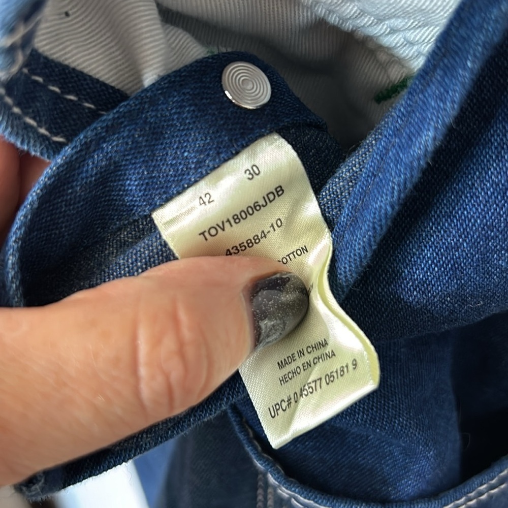 Liberty Men's 42 x 30 Denim Bib Overalls Blue Carpenter Jeans Medium Wash - Picture 6 of 7
